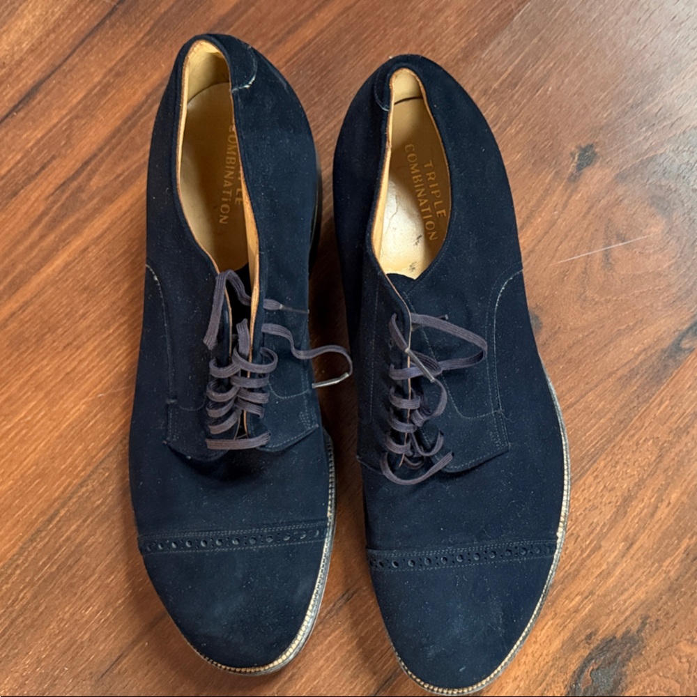 Men's Navy Blue Suede Oxford Shoes